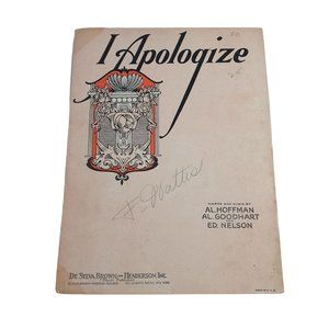 Vintage Sheet Music I Apologize 1931 Ukulele Piano Voice Easy Listening